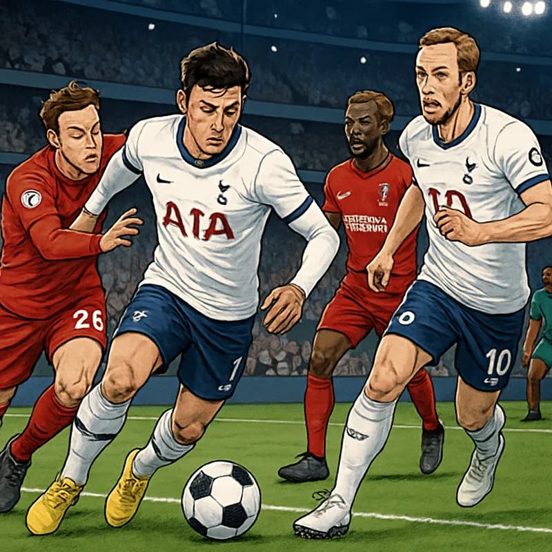 A vibrant scene at Tottenham Hotspur Stadium with a packed crowd wearing blue and white jerseys, cheering as a boxer steps into the ring. The atmosphere is electric with lights, fireworks, and excitem