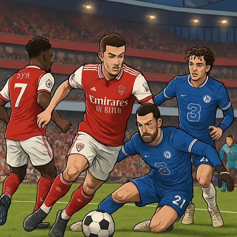 A tense moment during an Arsenal home game at the Emirates Stadium, with fans in red and white jerseys showing concern as the team struggles on the pitch. The atmosphere is electric, with a green pitc