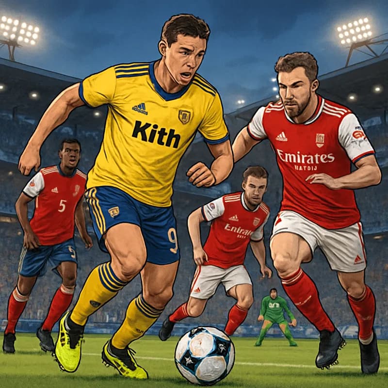 A vibrant scene at a football pitch with players wearing modern adidas kits in bold colors, showcasing the limited edition F50 Spider boots. The stadium is alive with fans in the background, waving fl