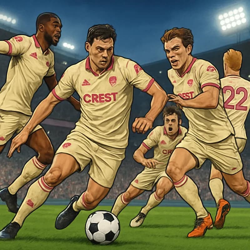 A vibrant stadium scene showcasing fans wearing retro Kappa jerseys in cream with pink accents, celebrating a football match atmosphere. The pitch is lush green, with a focus on the excitement of the